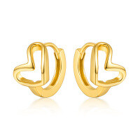 wholesale S925 Sterling Silver Plated with Gold Heart-shaped Hoop Earrings, Fashionable, Sweet, and Gentle, with a Unique Design-Gold 925 silver