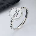 wholesale S925 Sterling Silver Double Layer Paris Word Romantic/Carpe Diem English Round Pendant Ring-0-3