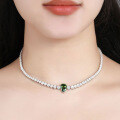 Sterling Silver 4-Carat Fancy Pear Moissanite All-Diamond Necklace-0-6