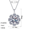 S925 Sterling Silver Moissanite Sunflower Necklace-0-3