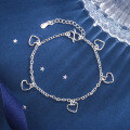 wholesale S925 silver Korean-style bracelet with bell, cross, smiley face anklet, simple forest-inspired trendy bracelet-0-11