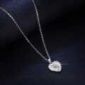 Sterling Silver Pendant with 1ct Moissanite Heart Necklace-0-0