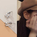 wholesale S925 Silver Korean-style Elegant Double-line Back-hook Light Bead Stud Earrings, Small and Retro C-shaped Hook G4285-0-0