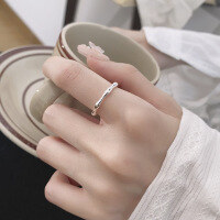 wholesale S925 Sterling Silver Minimalist Geometric Open Adjustable Ring for Women-1426QJ/approx. 1.8g Adjustable opening