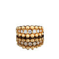 wholesale 18K Gold, Lab-Grown Diamond Ring for Women, Thick Gold, Heavy Workmanship, Fashionable, Retro, Versatile, Elegant Bead Row Ring-0-4