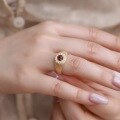 wholesale 10K Gold Vintage Intricate New Chinese Style Filigree Red Garnet Ring with High-End Feel for Wholesale-0-3