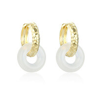 wholesale 925 Sterling Silver Fashionable and Elegant Chalcedony Earrings, Light Luxury High-End Sense for Autumn and Winter, Hammered Texture Hoop Earrings for Women, Plain Circle Earrings Wholesale-Chalcedony Earrings 925 Silver