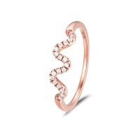 wholesale 18K Gold, 14K Rose Gold, 9K White Gold New Wave Line Genuine Moissanite Diamond Ring for Women Drop Shipping-9K Moissanite Gold Color 13#