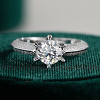 S925 Silver D Color Moissanite Women's Simulation Ring, 1 Carat Adjustable Opening.-1 carat (empty setting)  16 yards