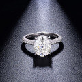 wholesale S925 Silver Plated 18k Classic Oval 3 Carat 8*10mm Full Moissanite Ring for Women Engagement Ring-0-1