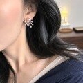 wholesale 925 Sterling Silver Manta Rose Fan-shaped Firework Pearl Earrings, Small and Minimalist Advanced Sense Light Luxury Two-way Wear Ear Studs and Ear Accessories-0-1
