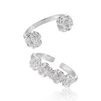 wholesale S925 Sterling Silver Vintage Camellia Flower Ring for Women, Minimalist Style, Small and Chic, Floral Matching Ring with High-end Ins Aesthetic-HJZ3200 model [No. 14/Adjustable] > Opening adjustable