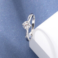 wholesale S925 Sterling Silver Light Luxury Small Design Nine Hearts One Flower Cut Inlaid Diamond Women's Four-Prong Zirconia Engagement Ring-Ring [S925 Silver]  Size 14