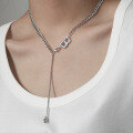 wholesale S925 Sterling Silver Korean Version Ins Small and Minimalist Design Versatile Large and Small Letter B Chain Texture Necklace for Women-0-3
