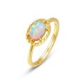 wholesale S925 Sterling Silver Japanese and Korean New Retro-style Minimalist Geometric Egg-shaped Synthetic Opal Ring for Wholesale-0-5