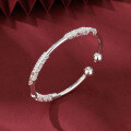 wholesale 999 Sterling Silver Blooming Bell Bracelet Pure Silver Möbius Ring Bangle Light Luxury Bamboo Pattern Peace Wristband-0-9