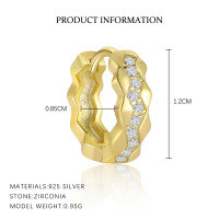 wholesale S925 Sterling Silver Rhinestone Light Luxury Earrings Set, Ultra Sparkling And Minimalist For Women-E4809-Gold/Single 925 Silver