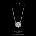 Sterling Silver Moissanite Sunflower Daisy Choker Necklace-0-4