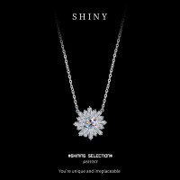 Sterling Silver Moissanite Sunflower Daisy Choker Necklace-S925 sterling silver + 1-carat white moissanite