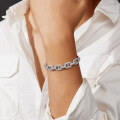 wholesale Metal material, pure silver moissanite diamond men's bracelet,hip hop pig nose full diamond Cuban chain-0-3