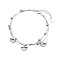 wholesale S925 Silver Nanlan Three Lives with Apricot Bracelet Ginkgo Leaf Light Bead Double Layer Bracelet Frosted Bead Hand Accessory S5145-0-4