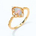 wholesale S925 Sterling Silver Gold-Plated Japanese New Retro Palace Style Opal Ring, Niche Design for Cross-Border Supply-0-2