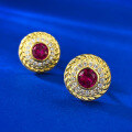 wholesale Metal Material: Simulated Diamond and Ruby Vintage Retro Style Stud Earrings for Women, Cross-Border European and American New Arrivals, Fast Selling Simple Design-0-2