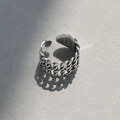 wholesale S925 Sterling Silver Vintage Distressed Double-Layer Chain Textured Open Adjustable Ring for Women, Korean Version Instagram Niche Design-0-0