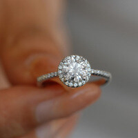 S925 Sterling Silver 1-Carat Luxury Round Halo Moissanite Ring, Factory Cross-Border Supply.-2-carat (simulated diamond)  Hong Kong lot number 19