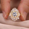 wholesale S925 Sterling Silver Vintage Royal Style Round Moissanite Ring for Women with Ornate Floral Design, Luxurious and Grand-0-2