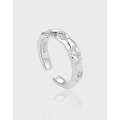 wholesale S925 Sterling Silver 927 Niche Design Minimalist Luxury High-End Cracked Glossy Diamond-Inlaid Ring for Women-0-0