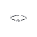 wholesale S925 Sterling Silver Minimalist Japanese Style V-Shaped Single Diamond Ring, Thin Band Petite Diamond-Encrusted Single Loop Ring J8764-0-4