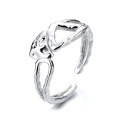 wholesale S925 Sterling Silver Irregular Double-Layer Triangle Open Ring, Ins Korean Style Minimalist Personality Ring for Women-0-4