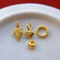 wholesale Gold-plated 925 ancient silver accessories: gold nugget, feather, Yellow Jambhala, Zhacilamo, maple leaf pendant, small Buddha spacer beads for DIY-0-3