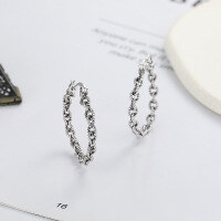 wholesale S925 sterling silver retro vintage European and American style twisted hoop earrings, INS minimalist trendy creative ear cuffs-476FR/approximately 4.1g/pair>925 silver