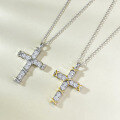 wholesale S925 sterling silver new European and American cross pendant necklace for women with high-carbon diamonds, simple and stylish, available on AliExpress-0-3