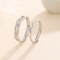 wholesale Pure Silver Niche Design Branch with Blossoming Leaves Couple Rings Engravable for Valentine's Day Gift, His and Hers-0-1