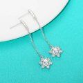 wholesale S925 Sterling Silver Moissanite Long Tassel Drop Earrings, Simple and Elegant Korean-style Dangle Earrings, Versatile Threader Earrings-0-1