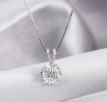 wholesale 925 Sterling Silver 2-Carat Moissanite Necklace for Women, Small and Exquisite Luxury Pendant Collarbone Chain, Mother's Day Gift for Mom-0-5