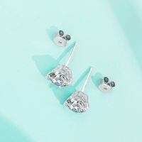 wholesale S925 Sterling Silver Moissanite Four-Prong Stud Earrings for Women, Minimalist and Fashionable Small Design, Dainty and Exquisite Earrings-2 carats + 2 carats (zircon) earrings