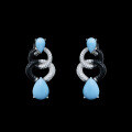 wholesale 925 Silver Gold-Plated Earrings with High-Carbon Diamonds, Blue Turquoise, Teardrop Shape, Circle Ring, High-End Jewelry, Versatile Accessories, Women's Ear Drops-0-0