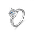 925 Sterling Silver 1ct Iris Round Brilliant Moissanite Bullhead Ring Factory Wholesale Live-0-2