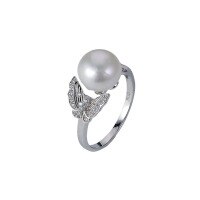 wholesale S925 Sterling Silver European and American Freshwater Pearl Butterfly Ring for Women, Small and Exotic Adjustable Ring for Cross-Border Supply-Butterfly Freshwater Pearl Ring Adjustable opening