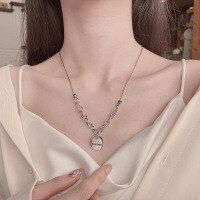 wholesale S925 Sterling Silver Splice Chain English Letter Pendant Necklace Korean Trend Minimalist Style Necklace for Women-328L/approximately 15.6g 925 silver