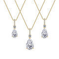 3ct Moissanite French Collarbone Necklace, Waterdrop Shape, Clearance with Free Shipping-0-3