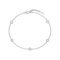 wholesale S925 Sterling Silver Light Luxury INS Style Women's Bracelet with Exquisite Round Australian Gemstone Inlay, Fashionably Luxurious and High-End Hand Accessory-Platinum White DY150324-SW-WH 925 Silver