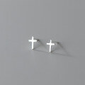 wholesale S925 Silver Korean Style Minimalist Smooth Cross Stud Earrings for Students M00943-0-3