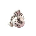 wholesale Antique silver S999 matte women's vintage Fu character pouch pendant with tassel, handcrafted DIY necklace chain for sweaters-0-4