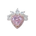 wholesale Metal material first, Mu Jing Jewelry new imported high-carbon diamond 9*9 heart-shaped pink diamond ring for women, fashionable and versatile for daily wear-0-4