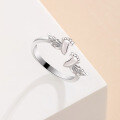 wholesale Metal: 925 Sterling Silver TEMU Cross-border Small Footprint Foot with Wings Ring for Women, Small Niche Design Sense Adjustable Finger Ring Gift for Mom-0-2